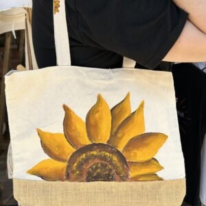 Ζωγραφιστή Τσάντα Tote "Ηλιοτρόπιο"
